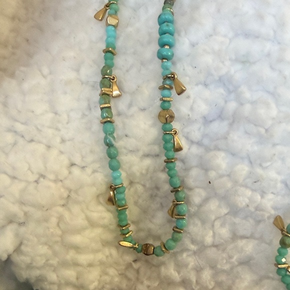 Stella & Dot Turquoise and Gold Beaded Necklace - Picture 7 of 13